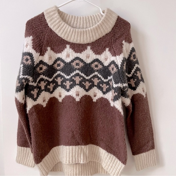 Aerie Fair Isle Wool Blend Chunky Knit Sweater - Picture 3 of 8